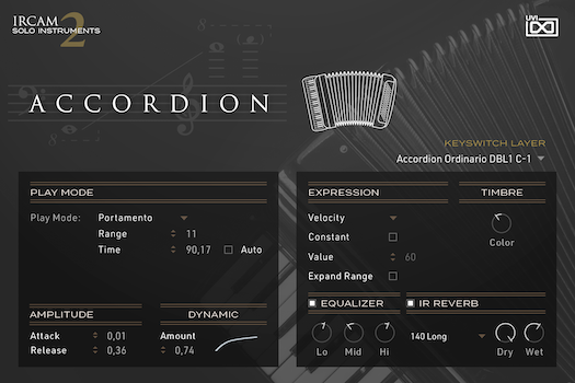 UVI IRCAM Solo Instruments 2 | Accordion GUI