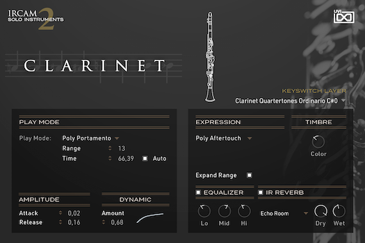 UVI IRCAM Solo Instruments 2 | Clarinet GUI