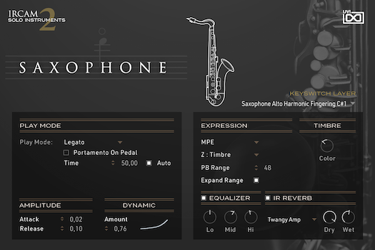 UVI IRCAM Solo Instruments 2 | Saxophone GUI