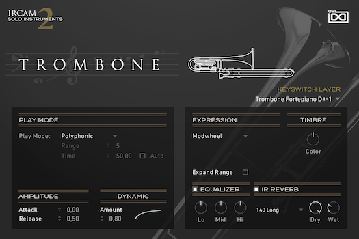 UVI IRCAM Solo Instruments 2 | Trombone GUI