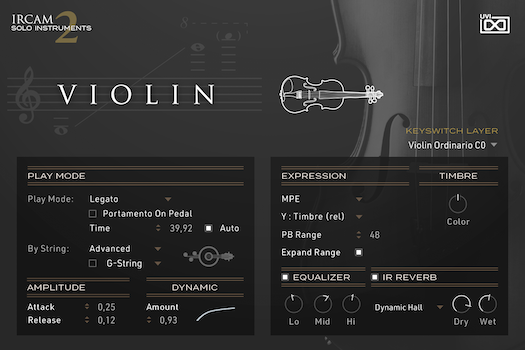 UVI IRCAM Solo Instruments 2 | Violin GUI