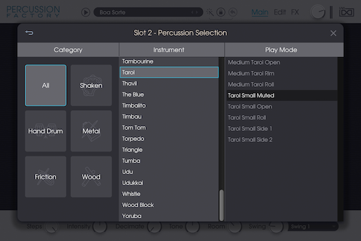 UVI Percussion Factory | Browser GUI