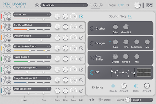 UVI Percussion Factory | Edit FX GUI