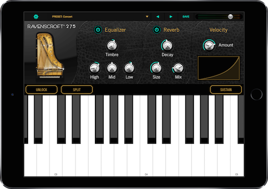 UVI Ravenscroft 275 Piano | GUI iPad