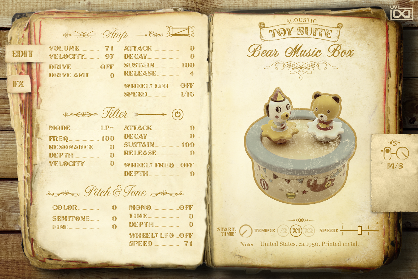 UVI Toy Suite GUI | Bear Music Box